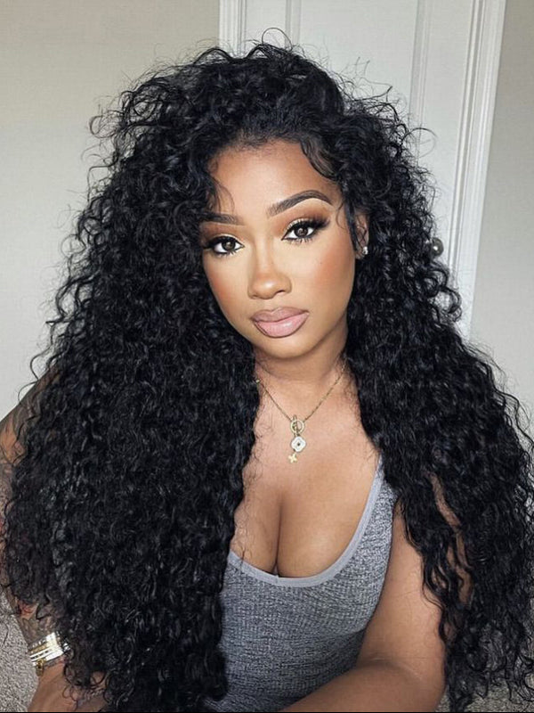 Glueless 3A/3B Spiral Curl Wigs Lace Closure Wigs Pre Bleached Human Hair Wig