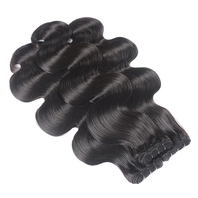 Clearance | 15A Body Wave Double Drawn Raw Hair Bundles, Free 5x5 Lace Closure