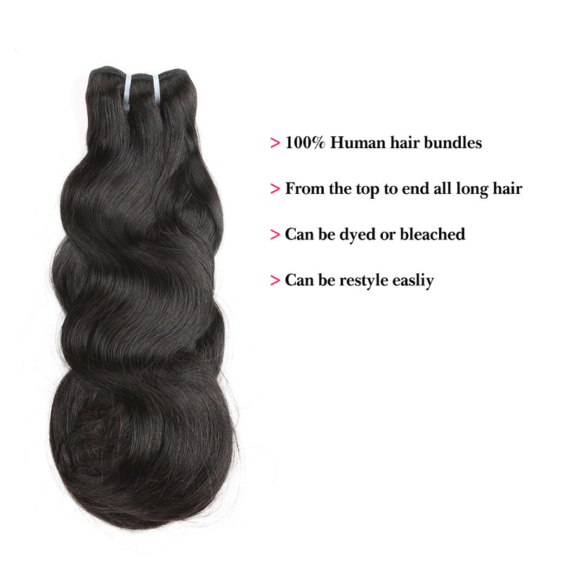 Clearance | 15A Body Wave Double Drawn Raw Hair Bundles, Free 5x5 Lace Closure