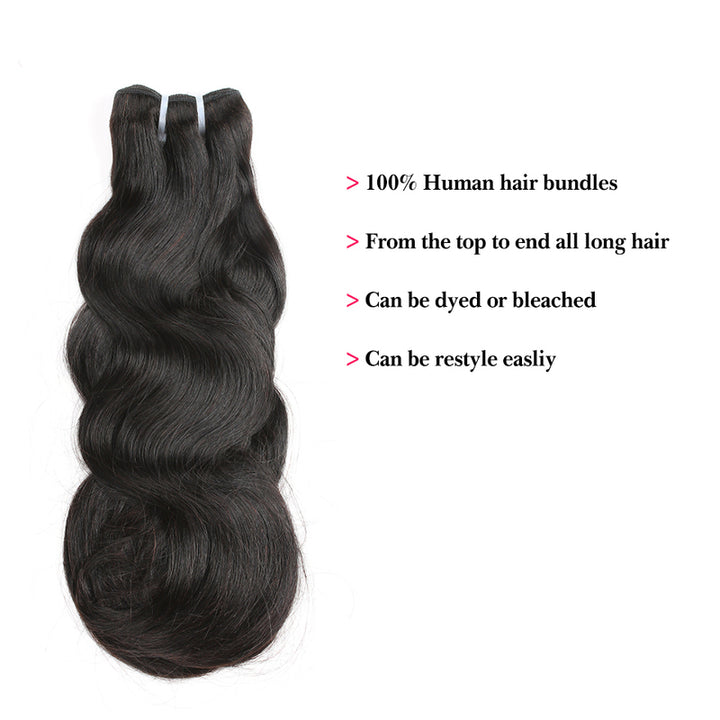 Clearance | 15A Body Wave Double Drawn Raw Hair Bundles, Free 5x5 Lace Closure