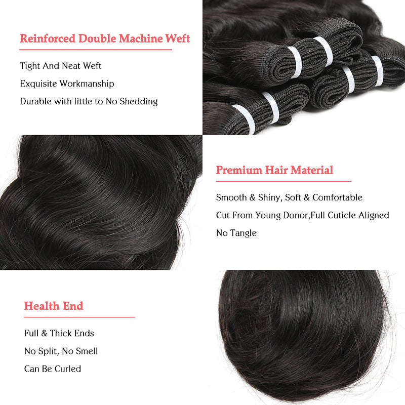 Clearance | 15A Body Wave Double Drawn Raw Hair Bundles, Free 5x5 Lace Closure