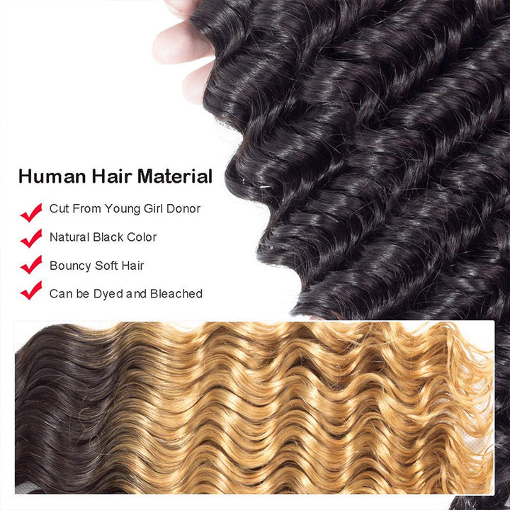 Clearance | 15A Deep Wave Double Drawn Bundles Free 5x5 Lace Closure