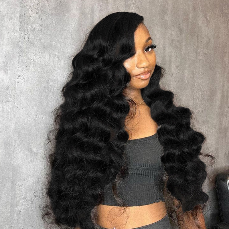 #1 Jet Black 16"-34" Loose Deep Wave 13x6 Full Lace Frontal Wig
