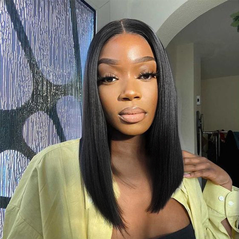 Glueless Black Straight Bob Wig #1 Jet Black Transparent Lace Wig 100% Virgin Human Hair