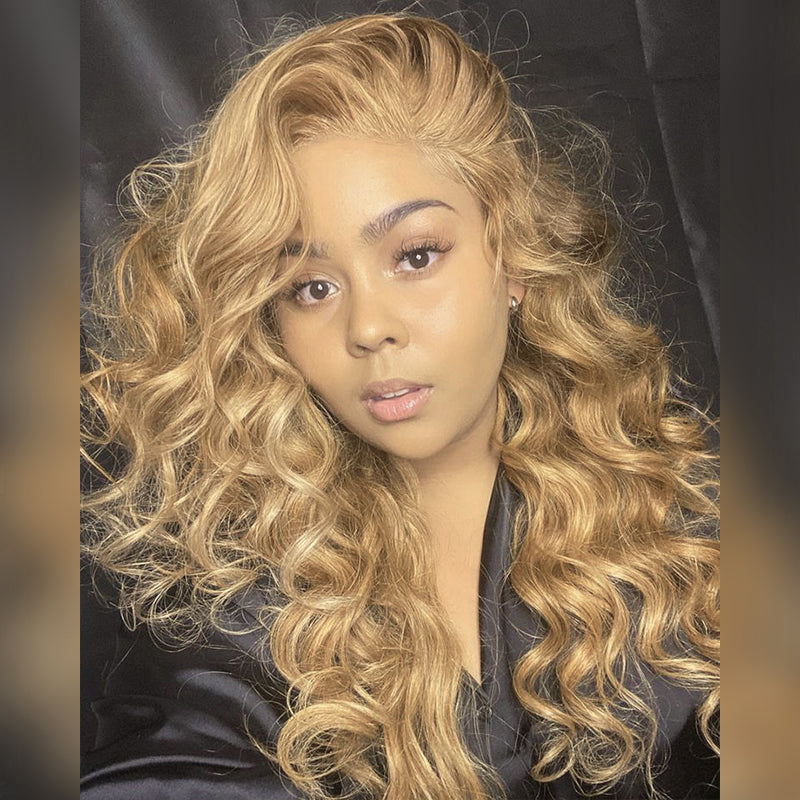 #27 Honey Blonde 16"-34" Loose Deep Wave 13x6 Full Lace Frontal Wig