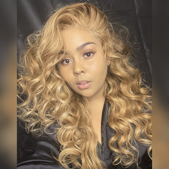 #27 Honey Blonde 16"-34" Loose Deep Wave 13x6 Full Lace Frontal Wig