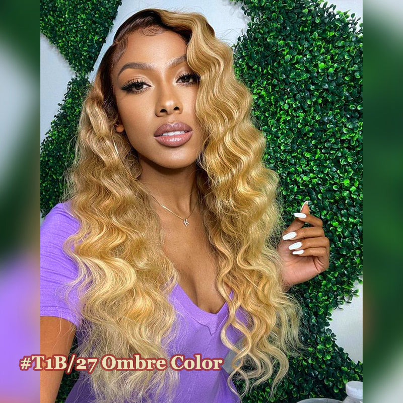 #27 Honey Blonde 16"-34" Loose Deep Wave 13x6 Full Lace Frontal Wig