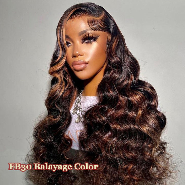 #30 Brown/ FB30 Balayage 16"-34" Loose Deep Wave 13x6 Full Lace Frontal Wig
