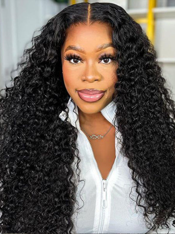 Glueless 3B/3C Jerry Curly Wigs Lace Closure Coily Wig Pre Bleached Human Hair Wig