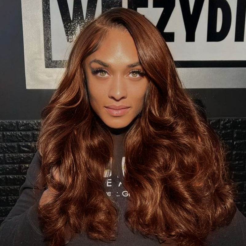 Perruque Super Double Drawn | Densité 250 % #4, brun chocolat, lisse/ondulée, 13x6, cheveux vierges bruts