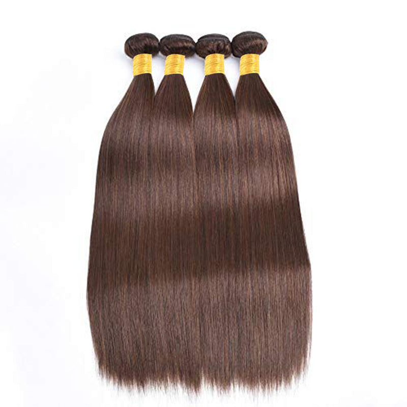 Extensions de cheveux 100 % naturels lisses, brun chocolat, #4 CheetahBeauty
