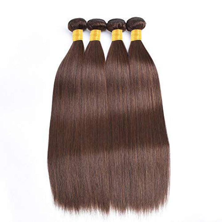 Extensions de cheveux 100 % naturels lisses, brun chocolat, #4 CheetahBeauty