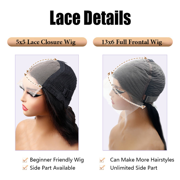 Glueless Ombre Dark Purple 5x5/13x6 FULL Lace Frontal Wig 16"-34" Colored Human Hair Wigs