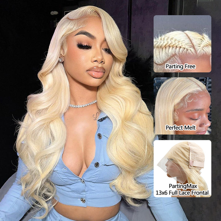 Vente flash | Perruque Body Wave blonde 613, 5x5/13x6, avec frontal en dentelle intégrale, sans code