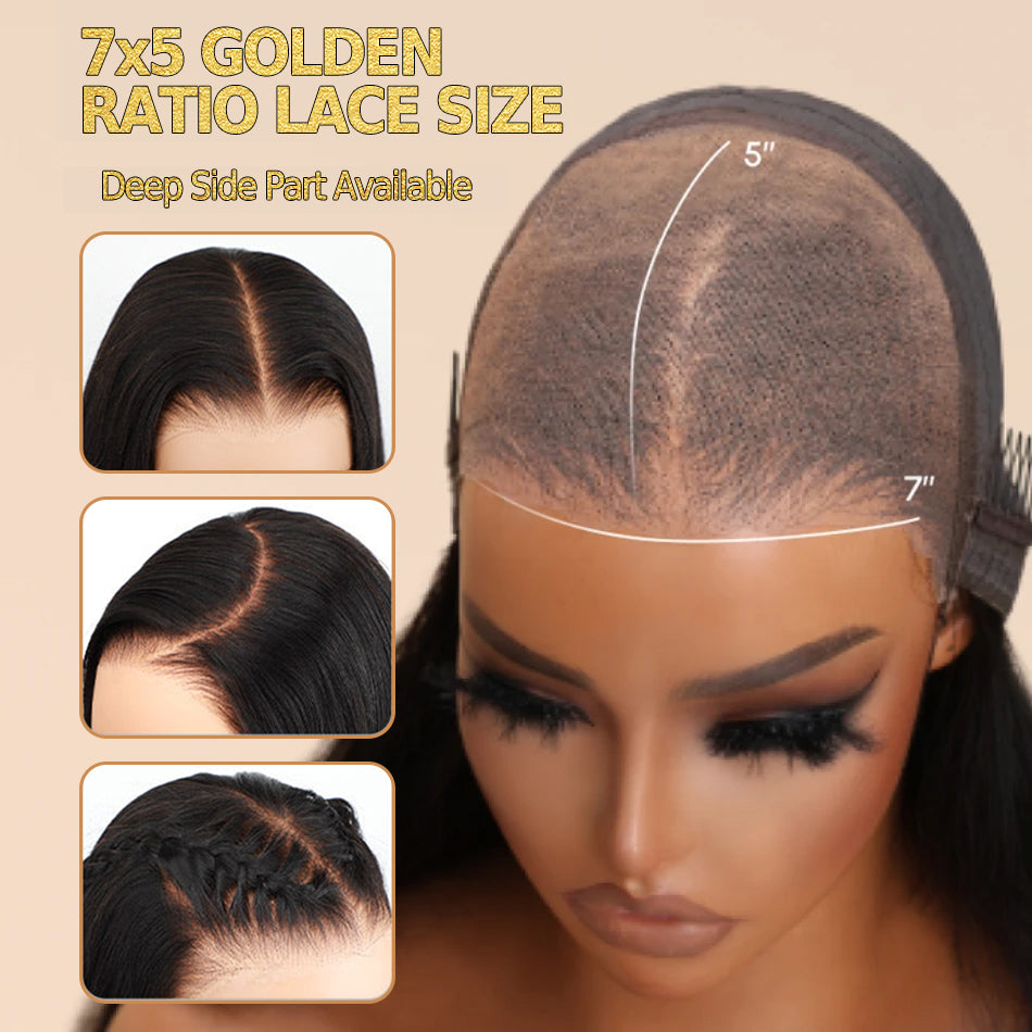 Wear & Go | Money Piece Light Brown Glueless 7x6/13x6 Loose Body Wave Pre-Bleached Lace Wig