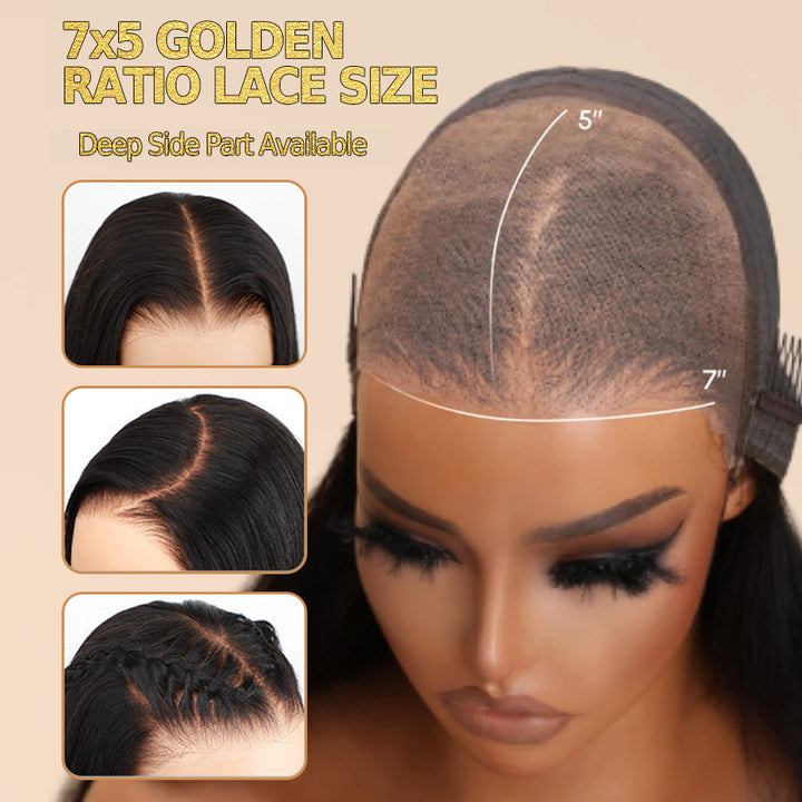 Wear & Go | Money Piece Light Brown Glueless 7x6/13x6 Loose Body Wave Pre-Bleached Lace Wig