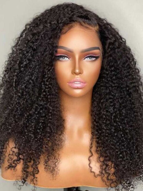 Glueless 4A/4B Afro Kinky Coily Lace Closure Wig Kinky Curly Pre Bleached Human Hair Wig