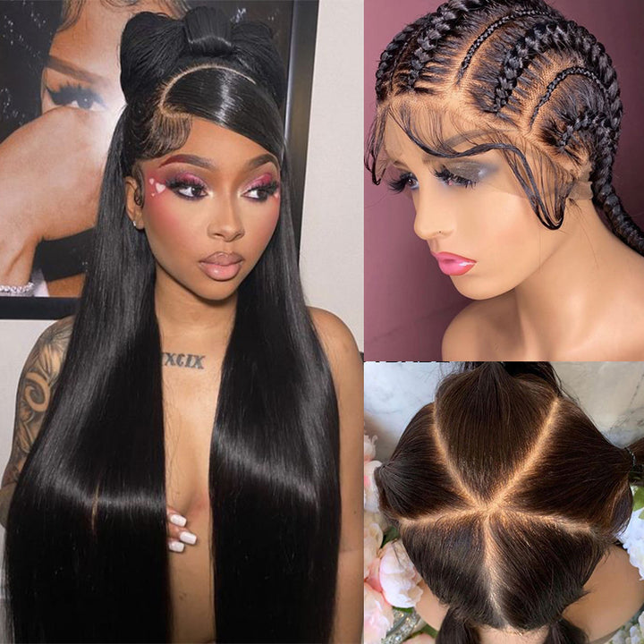 Full Lace Wig 180% Density Straight HD Transparent 100% Virgin Human Hair