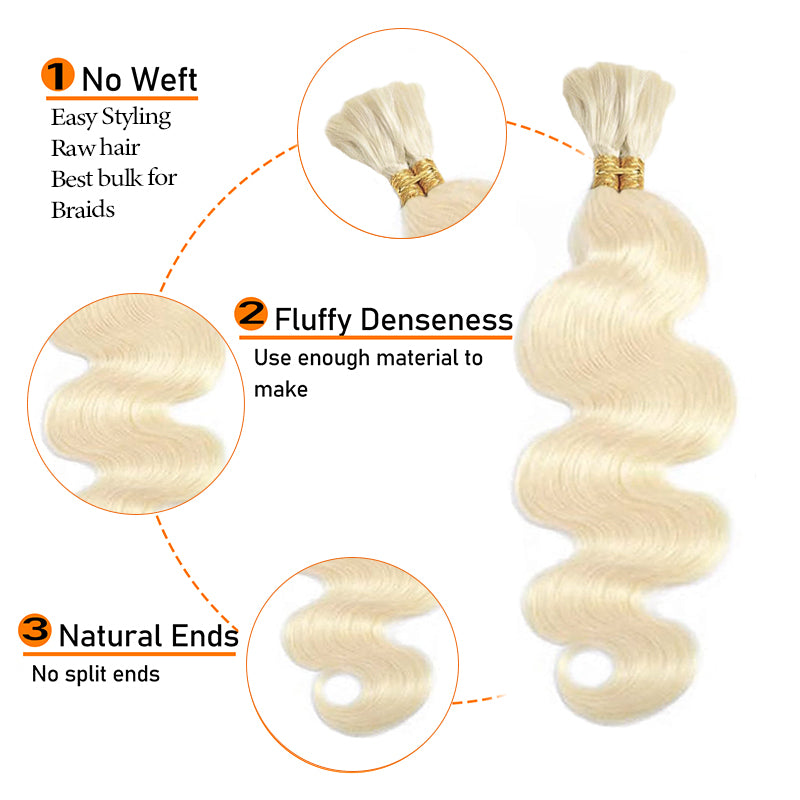 Flash Sale | Boho 613 Blonde Bulk Hair For Braiding 100% Human Hair Extensions 100g/Set