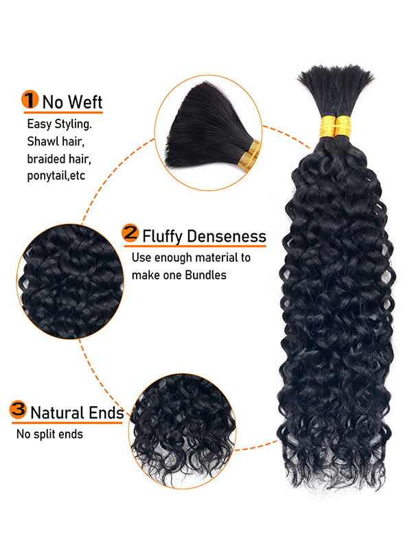 Boho Braids Water Wave Hair Bulk For Braids 100% Human Hair Extensions 100g