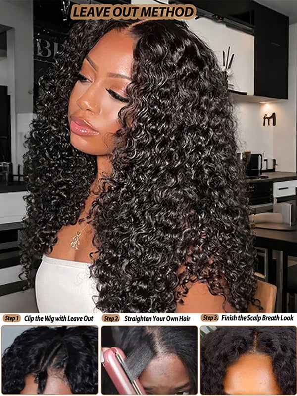 Burmese Curly V Part Wig No Leave Out Upgraded V Part Wig 100% Human Hair