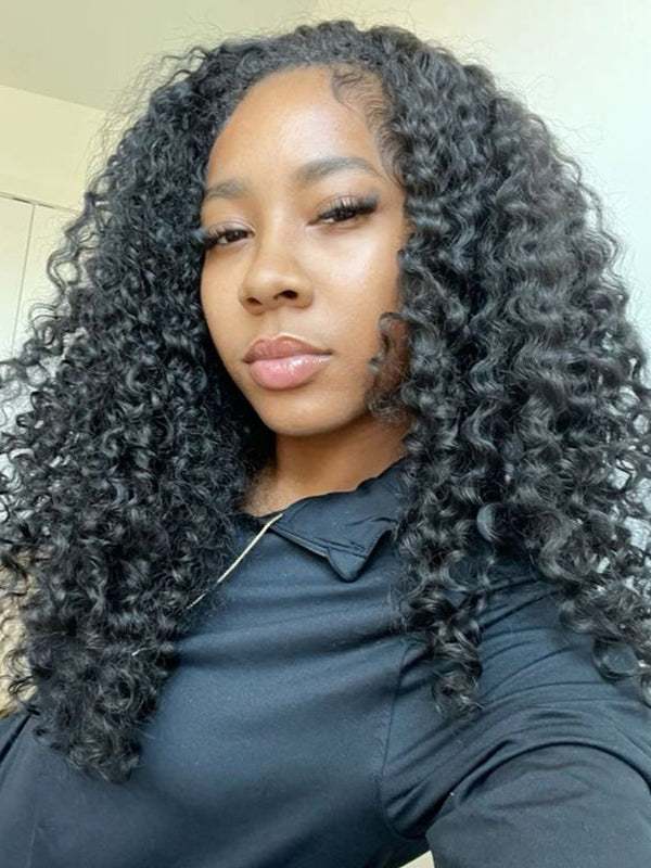 Burmese Curly V Part Wig No Leave Out Upgraded V Part Wig 100% Human Hair