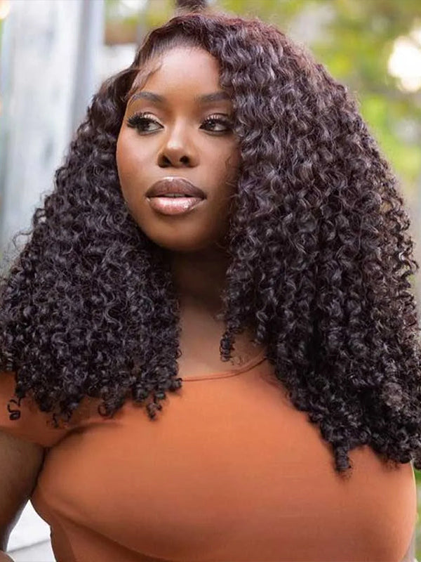 Burmese Curly V Part Wig No Leave Out Upgraded V Part Wig 100% Human Hair