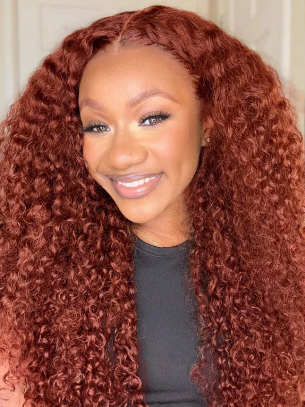 Copper Red 24” KINKY CURLY  Lace Front Wig *NEW* Amazon.com : Aveiyce Reddish Brown Deep Wave Lace Front Wigs  main image 2