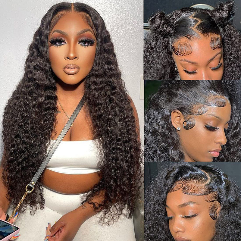Glueless 7x6 Wig 16"-34" Deep Curly Wave/Kinky Curly 13x6 Full Lace Frontal Wigs