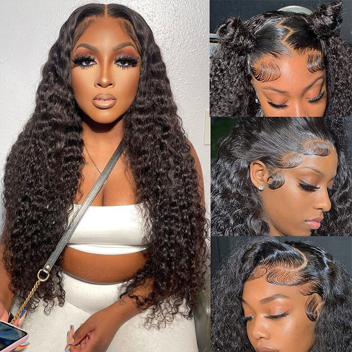 Glueless 7x6 Wig 16"-34" Deep Curly Wave/Kinky Curly 13x6 Full Lace Frontal Wigs