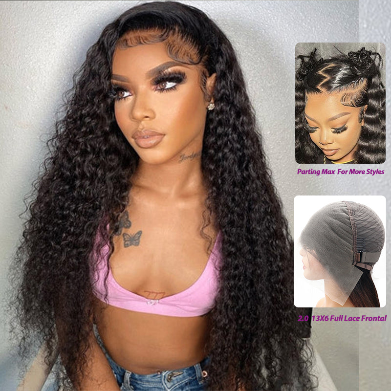 Glueless 7x6 Wig 16"-34" Deep Curly Wave/Kinky Curly 13x6 Full Lace Frontal Wigs