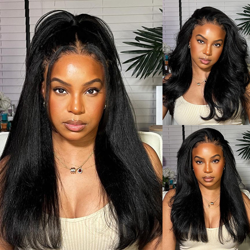 Glueless 7x6 Kinky Straight 13x6 Full Lace Frontal Wig 100% Human Hair
