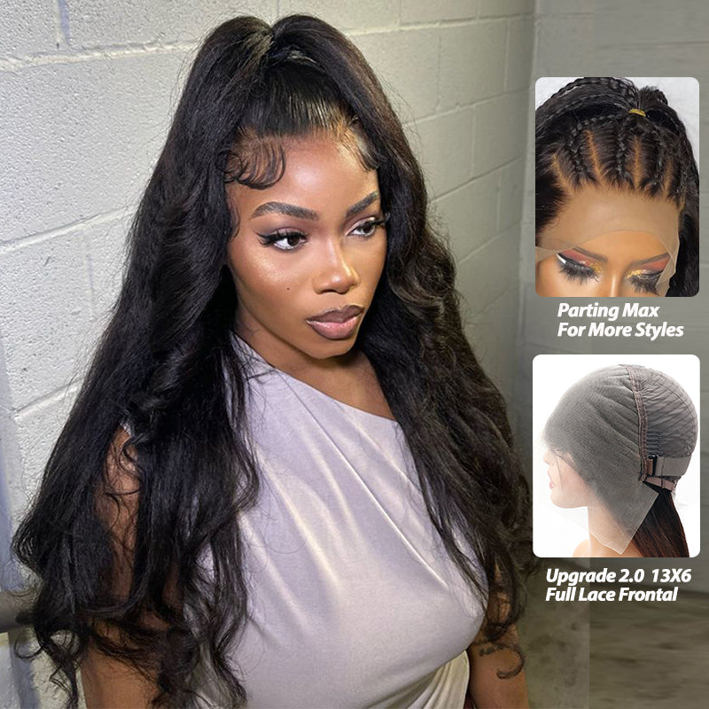 Glueless 7x6 Kinky Straight 13x6 Full Lace Frontal Wig 100% Human Hair