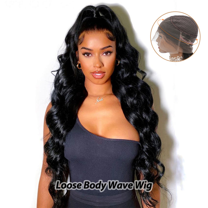 Invisi-Strap Snug Fit 360 Lace Frontal Wig Natural Black Human Hair Wig