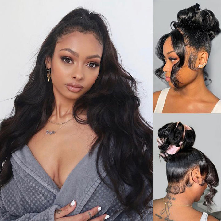 Invisi-Strap Snug Fit 360 Lace Frontal Wig Natural Black Human Hair Wig