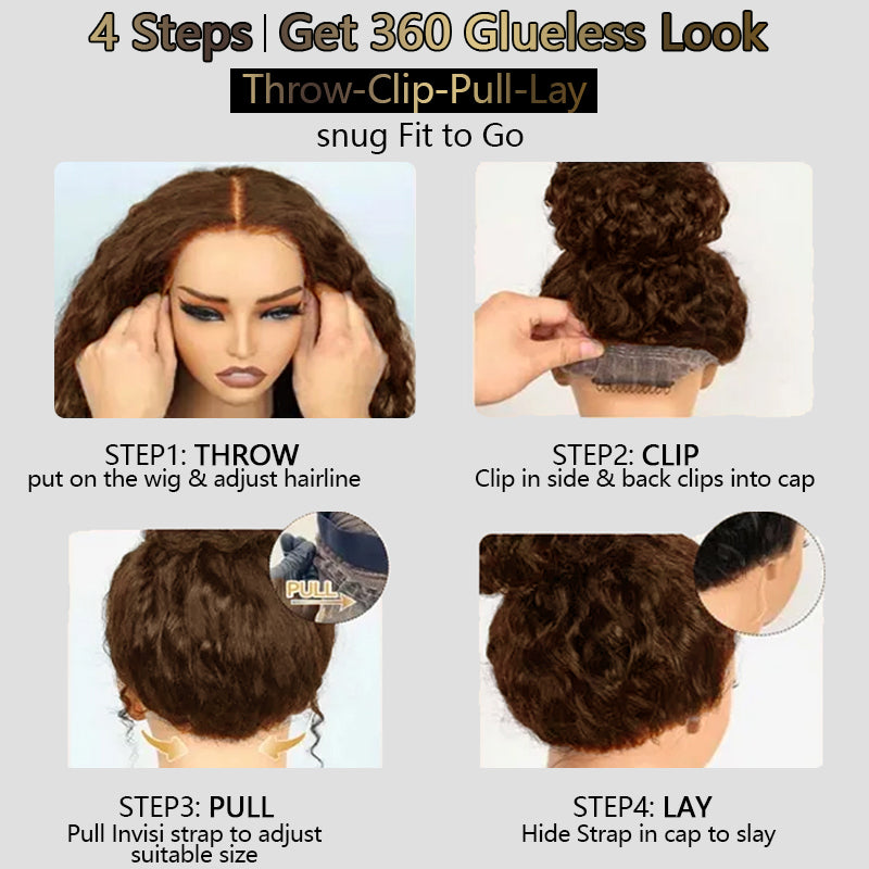 Invisi-Strap Snug Fit #4 Chocolate Brown 360 Lace Frontal Human Hair Wig
