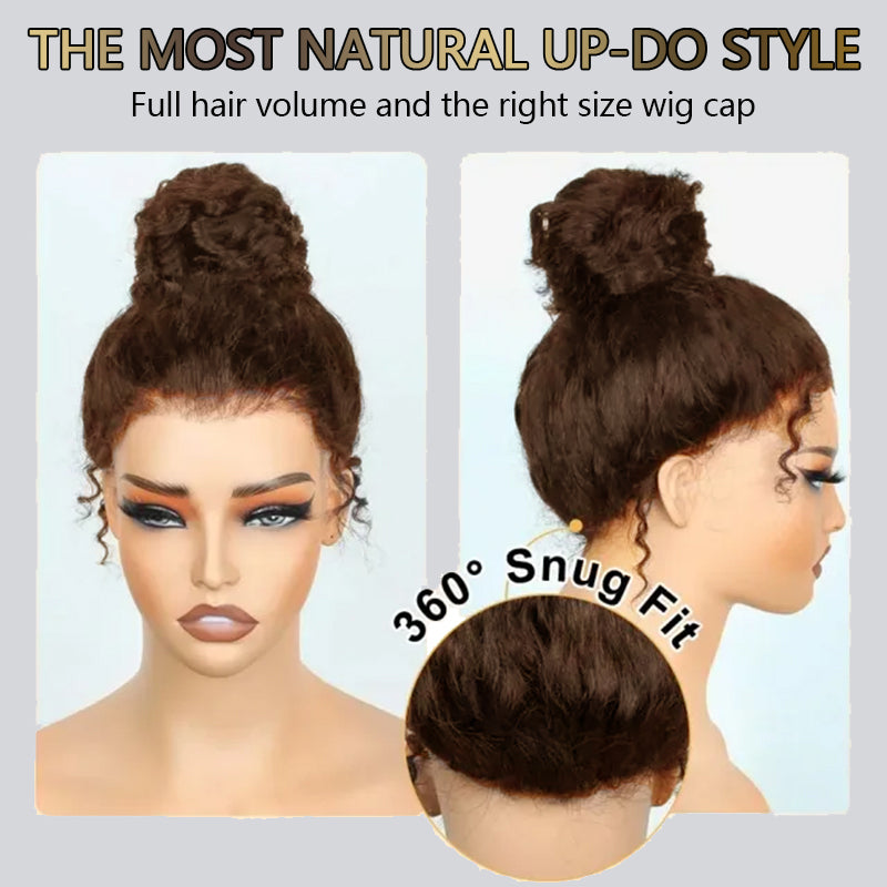 Invisi-Strap Snug Fit #4 Chocolate Brown 360 Lace Frontal Human Hair Wig