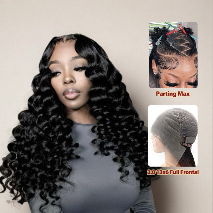 #1 Jet Black 16"-34" Loose Deep Wave 13x6 Full Lace Frontal Wig