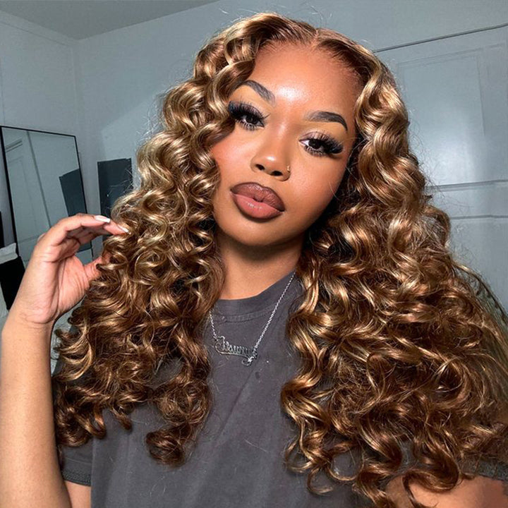 P4/27 Highlight 16"-34" Loose Deep Wave 13x6 Full Lace Frontal Wig