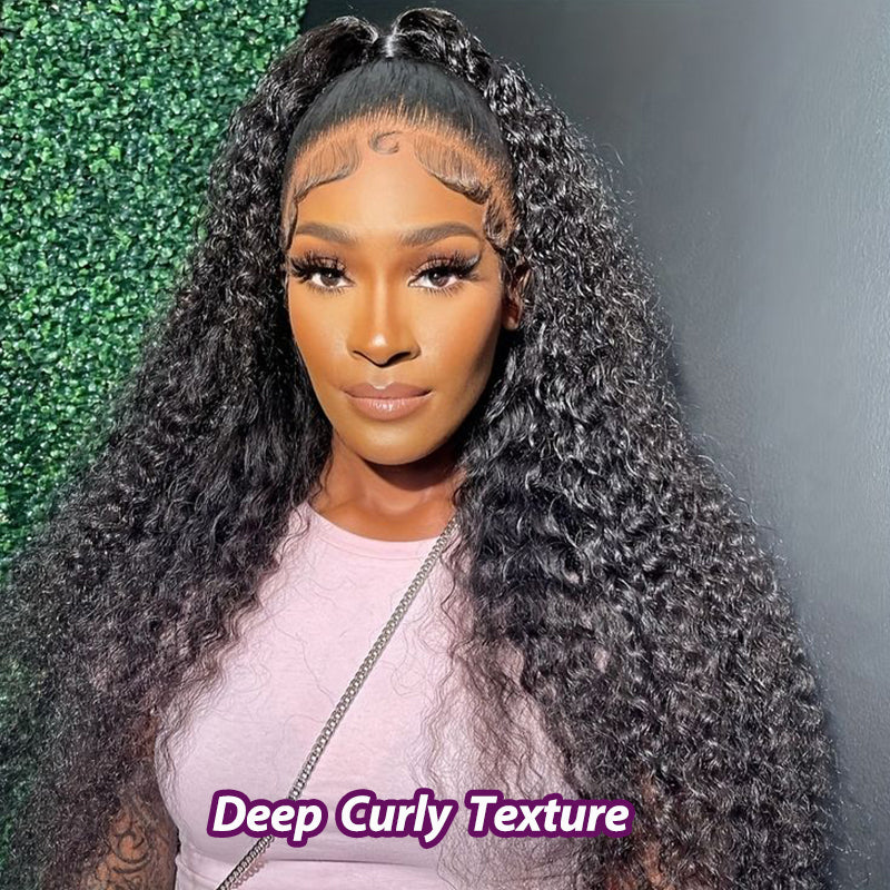 Glueless 7x6 Wig 16"-34" Deep Curly Wave/Kinky Curly 13x6 Full Lace Frontal Wigs