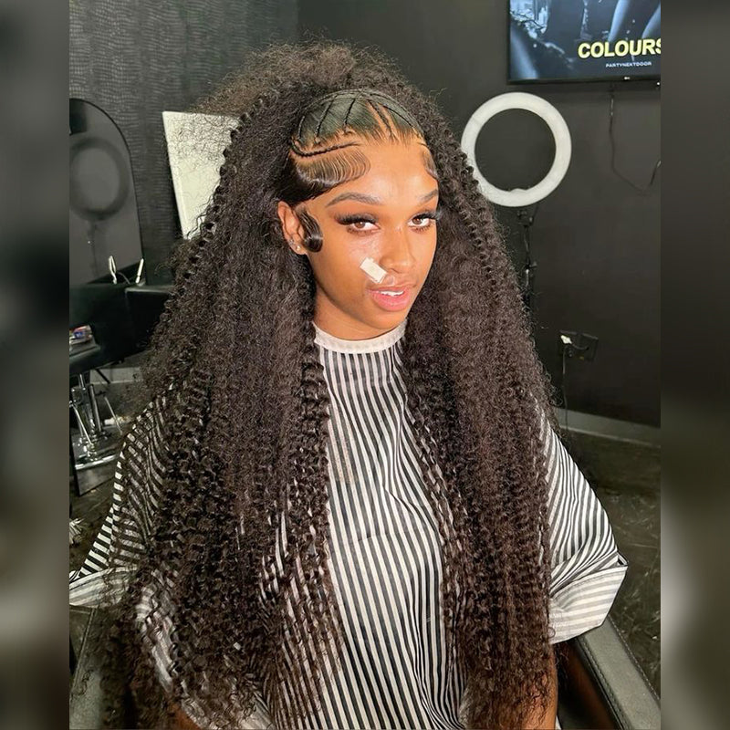 Glueless 7x6 Wig 16"-34" Deep Curly Wave/Kinky Curly 13x6 Full Lace Frontal Wigs