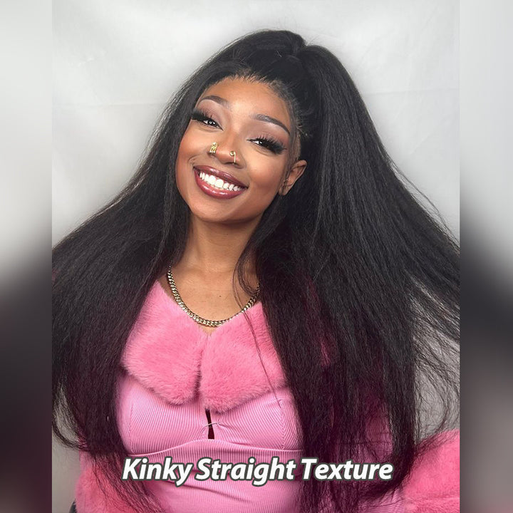 Glueless 7x6 Kinky Straight 13x6 Full Lace Frontal Wig 100% Human Hair