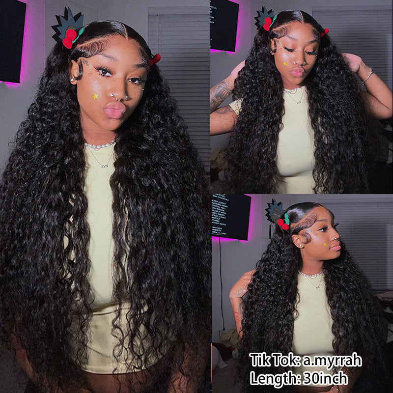 Crazy Sale | @bigekane & @georgiaokun Recommend 16"-34" Water Wave 13x6 Full Lace Frontal Wig No Code Needed