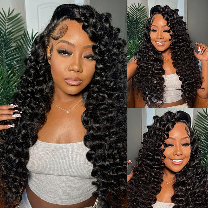 #1 Jet Black 16"-34" Loose Deep Wave 13x6 Full Lace Frontal Wig