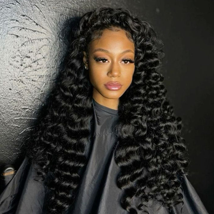 #1 Jet Black 16"-34" Loose Deep Wave 13x6 Full Lace Frontal Wig