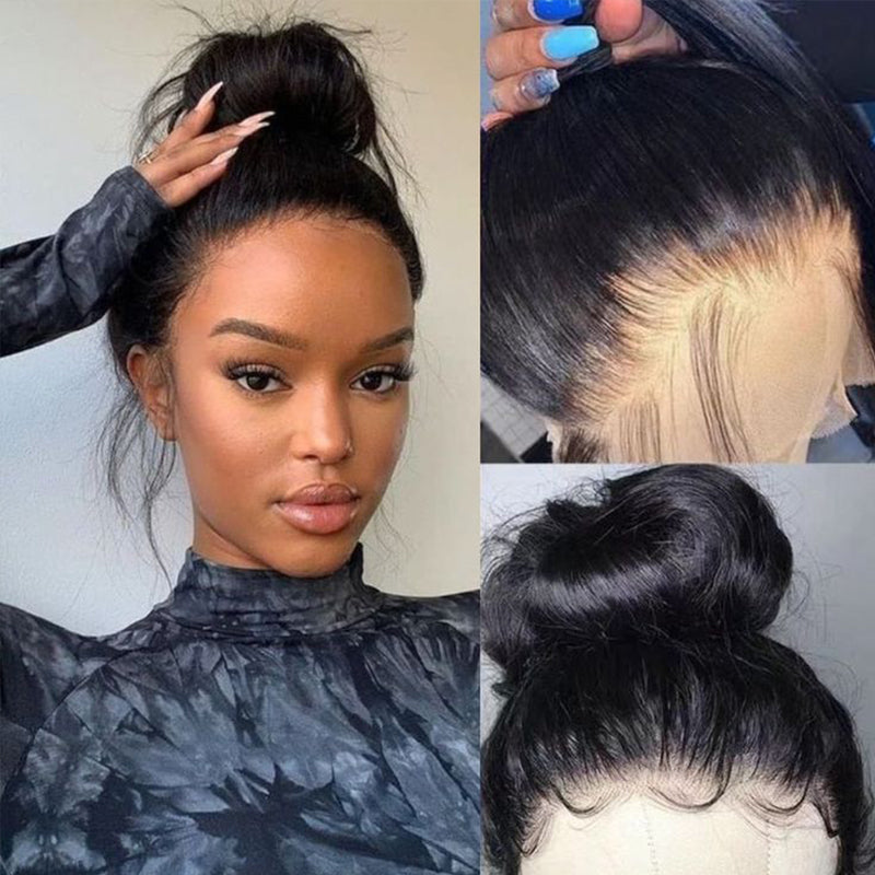 Invisi-Strap Snug Fit 360 Lace Frontal Wig Natural Black Human Hair Wig