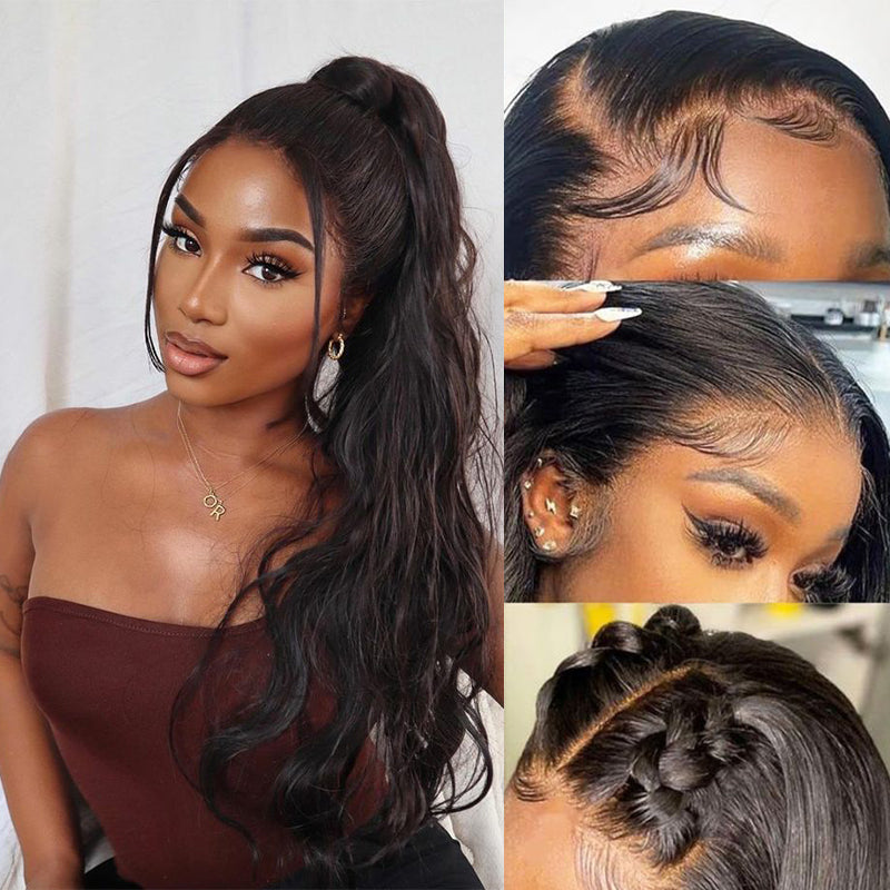 Invisi-Strap Snug Fit 360 Lace Frontal Wig Natural Black Human Hair Wig