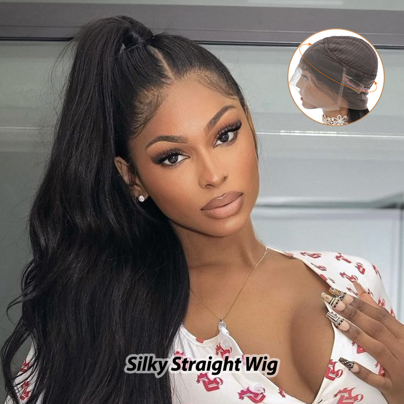 Invisi-Strap Snug Fit 360 Lace Frontal Wig Natural Black Human Hair Wig