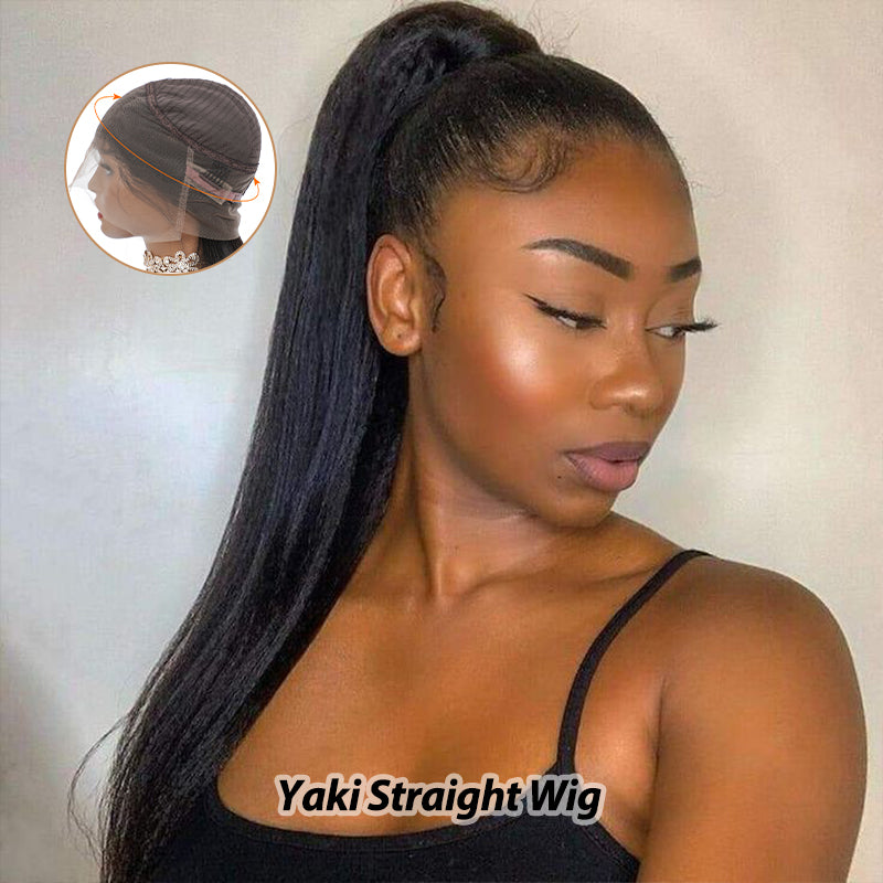 Invisi-Strap Snug Fit 360 Lace Frontal Wig Natural Black Human Hair Wig