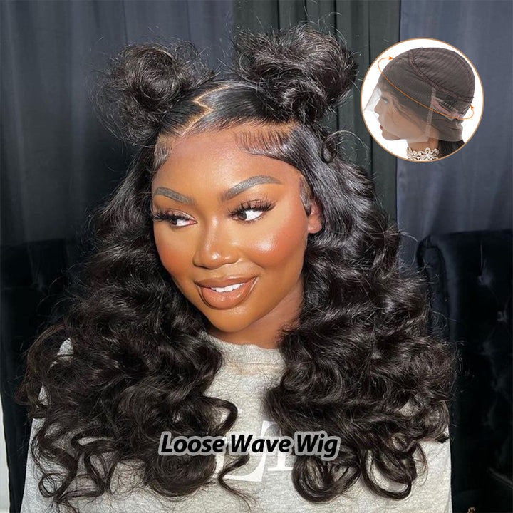 Invisi-Strap Snug Fit 360 Lace Frontal Wig Natural Black Human Hair Wig